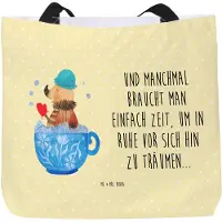 Mr. & Mrs. Panda Reisetasche Nachtfalter Schaumbad - Gelb Pastell - Geschenk, Einkaufstasche, Schultasche, WC, Baden, Tasche, Tote Bag, Badezimmer, Lustige Sprüche, Ziele