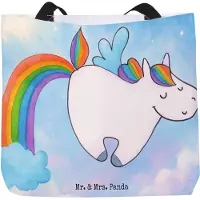 Mr. & Mrs. Panda Tote Bag Einhorn Fliegendes Pferd Design - Weiß - Geschenk, Einkaufstasche, Schultasche, Unicorn, Reisetasche, Regenbogen, Tasche, Realität, Beutel
