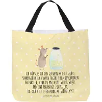 Mr. & Mrs. Panda Reisetasche Maus Sterne - Gelb Pastell - Geschenk, studententasche, Taufe, Geburtstag, Tasche, Tote Bag, Schultasche, Träume, Beutel, Lustige Sprüche