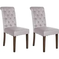 BellaFurn 2er-Set Esszimmerstühle – Küchenstühle – bequeme Samtpolsterung | Farbe: Grau | Material: Weich