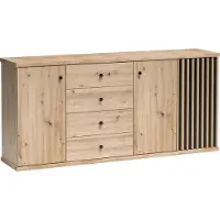 Kondela Dreitürige Kommode mit Schubladen Koli C-20 – Artisan-Eiche / Schwarz