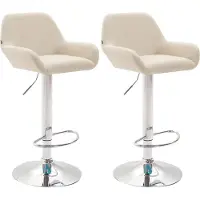 BellaFurn 2er-Set Barhocker - Kunstledersitze - 360° drehbarer Komfort | Farbe: Creme | Grundfarbe: Chrom