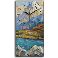 Coloray Leinwand Wanduhr Wandkunst Uhr 30x60 Malerei Berge Fluss Wald Bäume Kunst - schwarze Hände