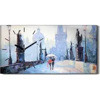 Coloray Küche Wohnzimmer Wand Leinwand Uhr 60x30 Malerei Kunst ein Paar Liebhaber Regen - schwarze Hände