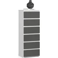 Akord Kommode CL6 Weiß 40 cm 6 Schubladen Front Graphitgrau B40 x H109 x T35 cm