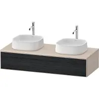 Duravit Zencha Konsolenwaschtischunterbau, 1300x550mm,1 Auszug, 2 Ausschnitte, ZE4813B16830000, Farbe: Front: EichSchwarz/Korpus: Taupe supermatt