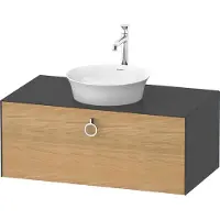 Duravit White Tulip, Waschtischunterbau wandhängend, Breite 1000 x Tiefe 550mm, mit 1x Auszug, mit Griff, WT49810H5H1, Farbe: Korpus: Graphit Hochglanz, Front: Eiche Natur Massiv