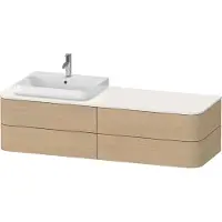Duravit Happy D.2 Plus Konsolenwaschtischunterbau wandhängend, 1600x550 mm, 4 Schubkästen, für Möbelwaschtisch Position links, HP4963L71710010, Farbe: Mediterrane Eiche Echtholzfurnier mit