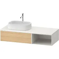 Duravit Zencha Konsolenwaschtischunterbau, 1300x550mm, 1 Auszug, offenes Fach rechts, Ausschnitt links, ZE4818030840000