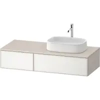 Duravit Zencha Konsolenwaschtischunterbau, 1300x550mm, 2 Auszüge, 1 Ausschnitt rechts, ZE4817064830000, Farbe: Front: Weiss (Glas)/Korpus: Taupe supermatt