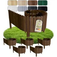 Pemicont Floranica Garten Begrenzung Holz 10 m, 5 x 200 cm, 20 cm hoch, Braun – Rasenkanten-Set aus Kiefer, gerundete Oberkante