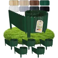 Pemicont Floranica Garten Begrenzung Holz 10 m, 5 x 200 cm, 10 cm hoch, Grün – Rasenkanten-Set aus Kiefer, gerundete Oberkante