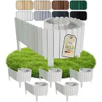 Pemicont Floranica Garten Begrenzung Holz 10 m, 5 x 200 cm, 20 cm hoch, Weiß – Rasenkanten-Set aus Kiefer, gerundete Oberkante