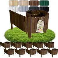 Pemicont Floranica Garten Begrenzung Holz 20 m, 10 x 200 cm, 20 cm hoch, Braun – Rasenkanten-Set aus Kiefer, gerundete Oberkante