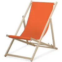 Druck.de Liegestuhl - einfarbig - Orange - klappbar - aus Buchenholz - bis 95kg belastbar - 3fach verstellbare Lehne - Strandliege