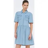 ONLY Jeanskleid "ONLEVELINE SS DNM DRESS AKM" Brusttaschen Baumwolle