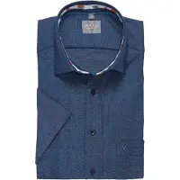 MARVELIS Kurzarmhemd , Herren, Gr. 40, N-Gr, blau (marine), Web, Obermaterial: 100% Baumwolle, comfort fit normal, Hemden Kurzarmhemd, comfort fit, bügelfrei, mit Struktur, Businesshemd