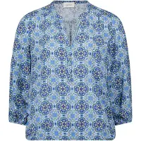 Cartoon Casual-Bluse mit Muster in Blau/Grün | Gr.: 42