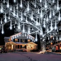 Lapamax Meteorschauer lichterkette Innen, 192LED Meteorschauer Lichter IP65, 7V Weihnachtsbeleuchtung Deko für Fenster Baum Garten, Kaltweiß