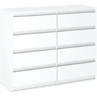 STIV Möbel | Kommode mit 8 Schubladen | Weiß Matt | 120 cm | modern & grifflos | Schlafzimmer & Wohnzimmer