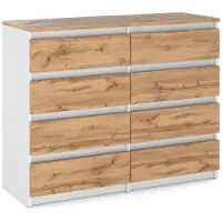 STIV Möbel | Kommode mit 8 Schubladen | Weiß Matt / Eiche Wotan | 120 cm | modern & grifflos | Schlafzimmer & Wohnzimmer
