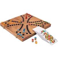 Logoplay Holzspiele Tock für 4 Spieler mit Metallverschluss - Spielfeld 27 x 26 cm - Gesellschaftsspiel mit Spielkarten