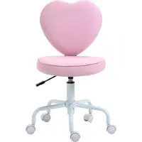 Youjia Drehstuhl Chefsessel Computerstuhl Sitzhöhenverstellung niedlich herzförmig Polsterung Rosa Leinenstoff 40 x 50 x 79-89 cm