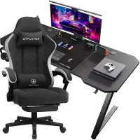 StarTech.com Gaming-Schreibtisch & Gaming-Stuhl Set - Z12 + LR002 - Leder + Carbonfaser - Minimalistisches Modernes Design - Montage Erforderlich - Braun