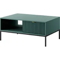 Domo NOVA Couchtisch mit Schublade, Goldgriff, Labrador, Metallbeine Schwarz, 104x104x46 cm