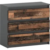 STIV Meble Kommode „HIT“, 3 Schubladen, 80 cm, Mattgrau / Antik-Stil