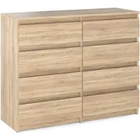 STIV Möbel | Kommode mit 8 Schubladen | Eiche Sonoma | 120 cm | modern & grifflos | Schlafzimmer & Wohnzimmer