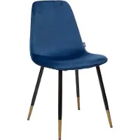 Atmosphera | Esszimmerstühl - Velour - Blau - Elegantes Design - Mit Schwarzen und Goldenen Akzenten