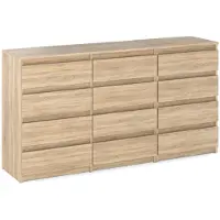 STIV Möbel | Kommode mit 12 Schubladen (8+4) | Eiche Sonoma | 180 cm | modern & grifflos | Schlafzimmer & Wohnzimmer
