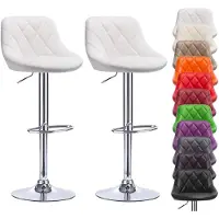 StarTech.com 2er-Set Barhocker - Barstuhl/Thekenhocker - Höhenverstellbar - 360° Drehbar - Gepolsterte Sitzfläche - Metallgestell - Ohne Armlehnen - Weiß
