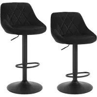 StarTech.com Barhocker - 2er Set - Höhenverstellbar - 360° drehbar - Samtbezug - Metallgestell - Fußstütze - Schwarz