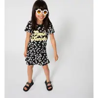 Marc Jacobs für Mädchen. W60861 Schwarzes T-Shirt-Kleid (8Y= 126cm), Lässig, Baumwolle, Kurzarm, Kinderbekleidung