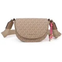 Michael Kors für Mädchen. R30632 Beigefarbene Halbmond-Umhängetasche (OSFA), Lässig, Polyurethan, Kinderbekleidung