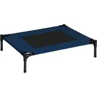 Moonbite Erhöhtes Hundebett 76 × 61 × 18 cm für mittelgroße Hunde bis 20 kg, luftiger Netz-Oxford-Bezug, pulverbeschichteter Stahlrahmen, Oxford-Gewebe, Blau