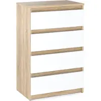 STIV Meble Kommode „HIT“, 4 Schubladen, 60 cm, Sonoma-Eiche / Mattweiß