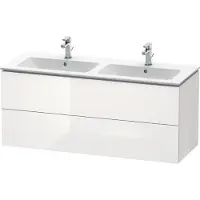 Duravit L-Cube Waschtischunterbau wandhängend, 2 Schubkästen, 1290x550x481mm, LC625808585, Farbe: Weiß Hochglanz Lack