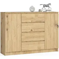 BDW , Kommode mit 4 Schubladen, 139x40x99 cm, K140, Artisan-eiche