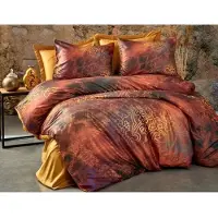 Forme Bettwäsche-Set, 220 x 240 cm, 100% Polyester-Microsatin, 2 Kissenbezüge 60 x 60 cm, Rot & Gold, 3D-Druck