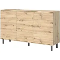 Jerpax Geräumige Kommode "Masimo" 150 cm, Aufbewahrungsschrank, Kommode mit 3 Türen, Eiche Artisan, Push-to-Open, modernes Design