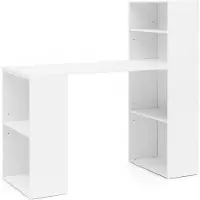 Wohnling Schreibtisch WL5.692 mit Regal 120 x 120 x 53 cm Weiß Matt