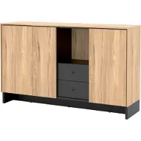 Furniture24 Sideboard NOMAD ND-07 Kommode 150x91x40 cm 3 Türen 2 Schubladen Bergesche/Schwarz