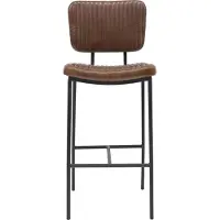 Trademark living Barhocker Astoria aus gestepptem Leder - Braun