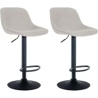 BellaFurn 2-teiliges Barhocker-Set - Hocker - Hoher Sitzkomfort, inklusive Fußstütze und Drehfunktion | Farbe: Creme | Material: Staub