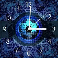 Wallario Design Wanduhr Fußball Design - Abstraktes Muster in blau aus Echtglas, Größe 30 x 30 cm