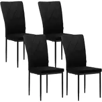 Woltu Esszimmerstühle 4er Set, Samtstuhl mit Rückenlehne&Metallbeinen, Schwarz