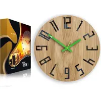 ModernClock , Eichenholz Uhr, wanduhr holz, wanduhr, Slim schwarz 33cm